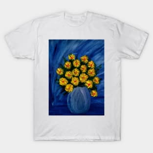 Yellow flowers in a blue vase T-Shirt